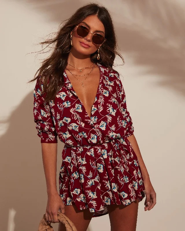 Lorian Floral Waist Tie Romper