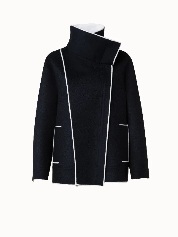 Two-Tone Wool Cashmere Double-Face Jacket