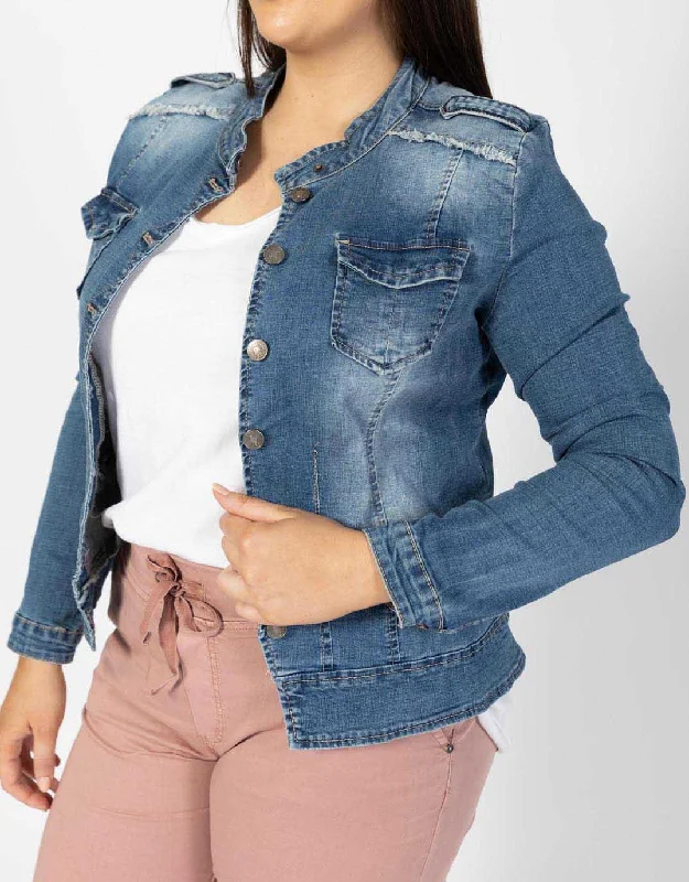 Military Denim Jacket - Denim