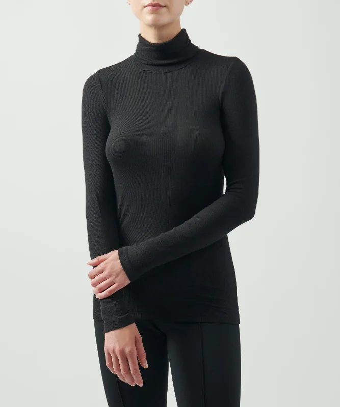 Modal Rib Turtleneck - Black