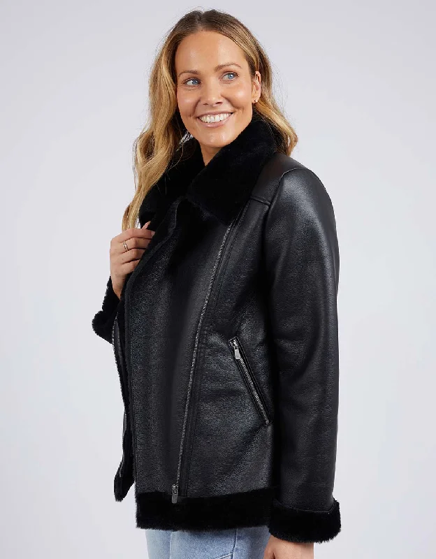 Moto Shearling Jacket - Black