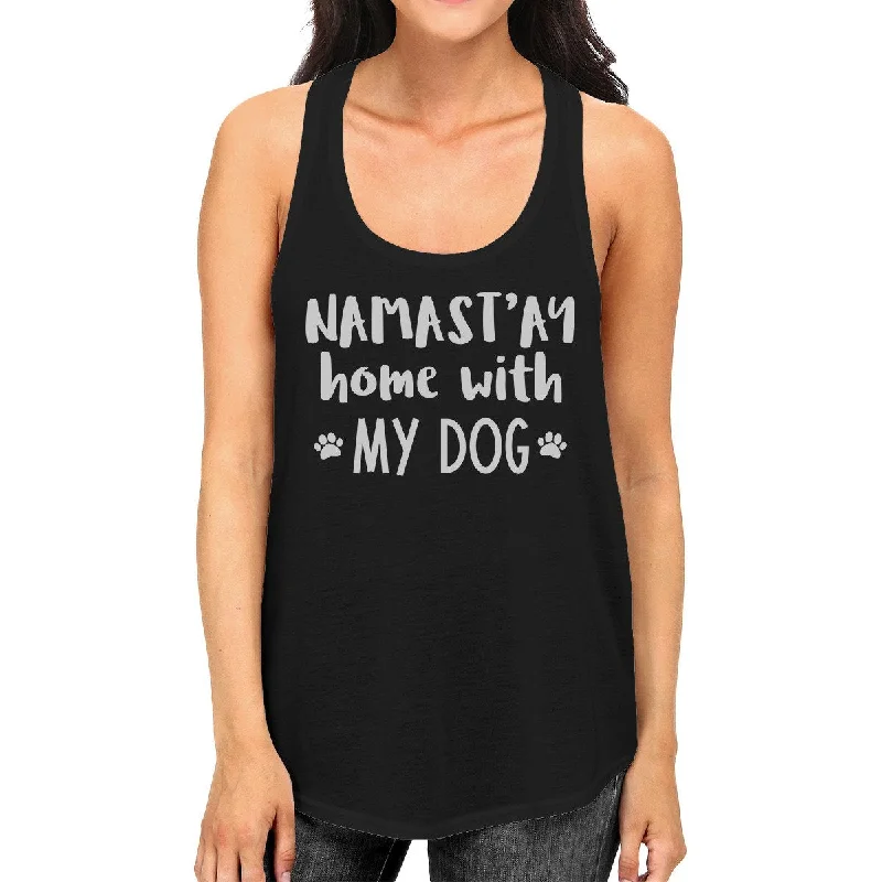 Namastay Home Womens Black Sleeveless Top Cute Gift for Dog Lovers