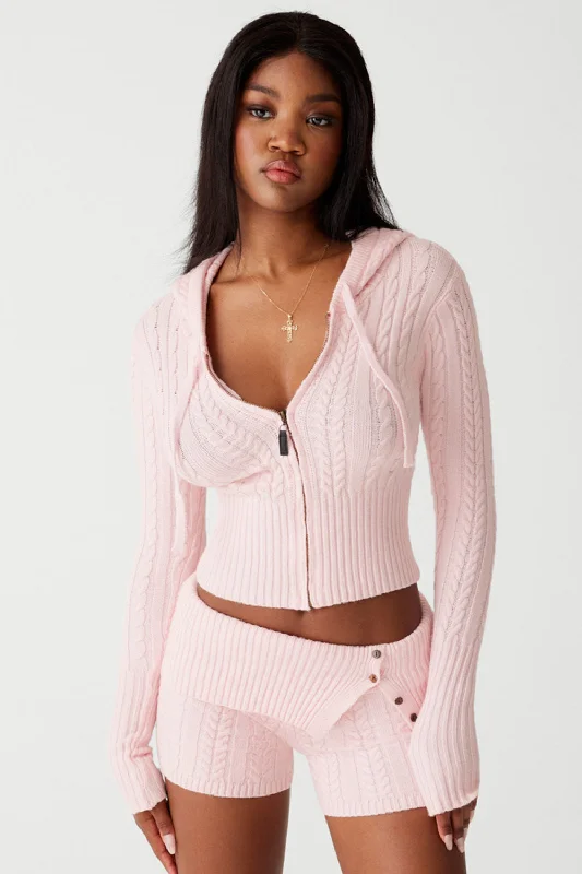 Nolan Cable Cloud Knit Mini Short - Rose Quartz