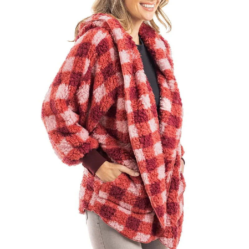 Pink Plaid Lightweight BODY WRAP w/ Hoodie & Pockets