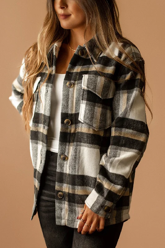 Say It All Plaid Shacket (Black + White)