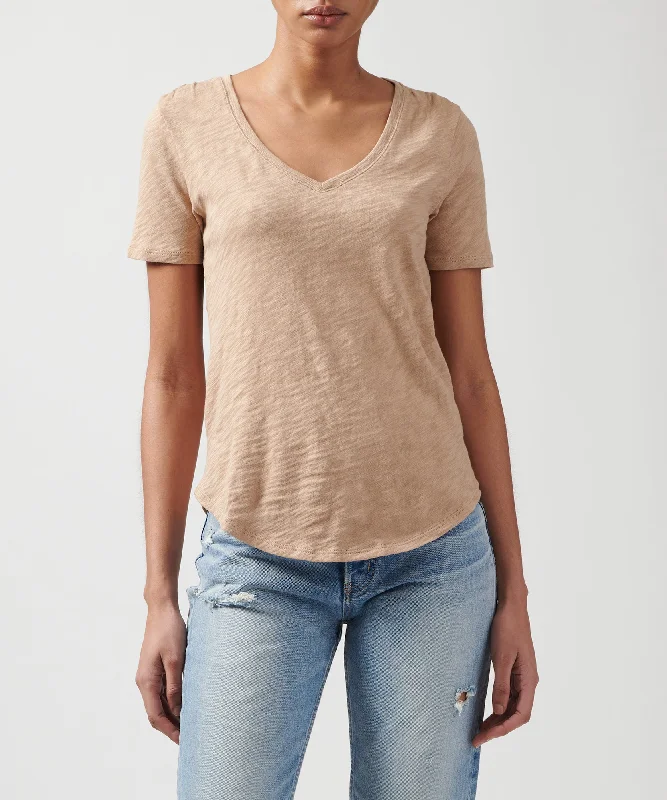 Slub Jersey Classic V-Neck Tee - Camel