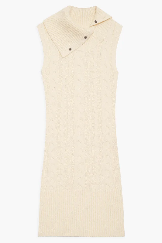 Storm Cable Cloud Knit Mini Dress - French Vanilla