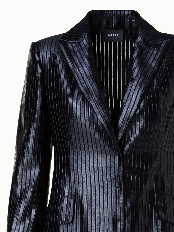 Striped Techno Embroidery Blazer