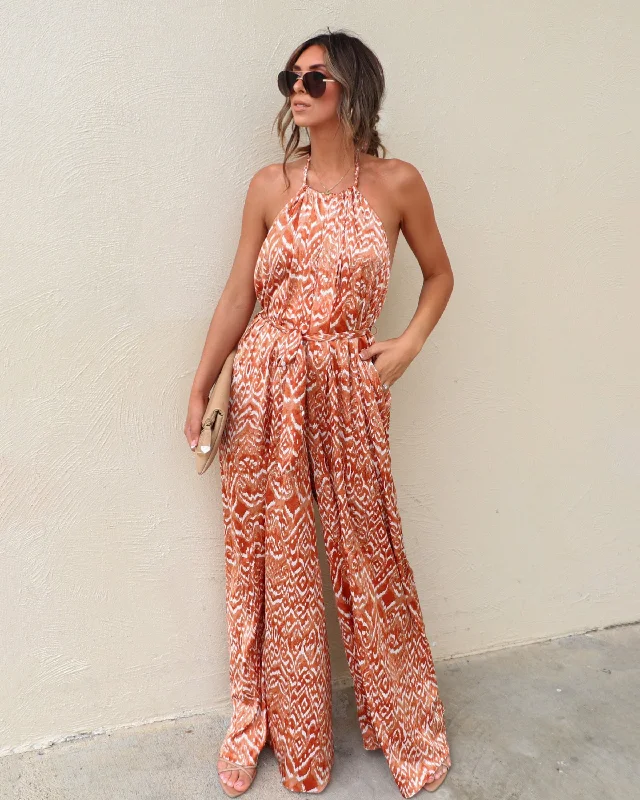 Swinton Printed Satin Halter Jumpsuit