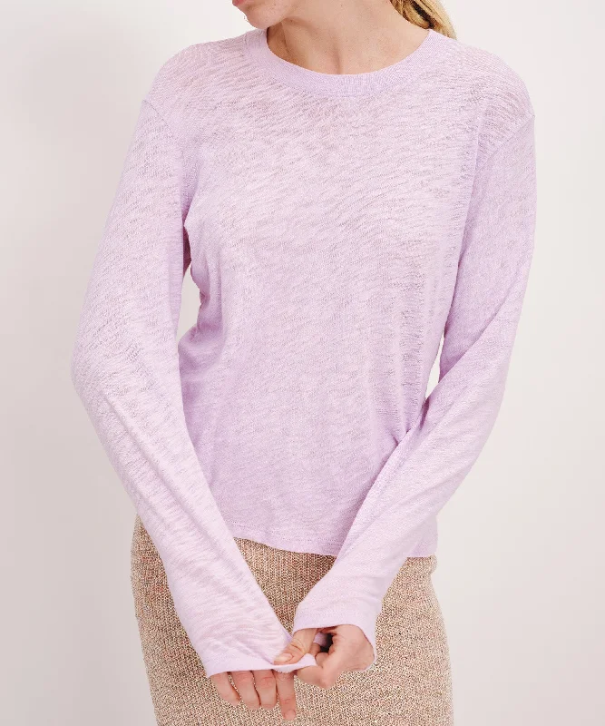 Slub Jersey Long Sleeve Crop Tee - Violet Breeze