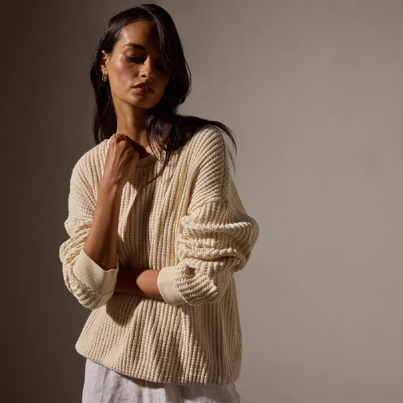 Waffle Knit Sweatshirt - Natural