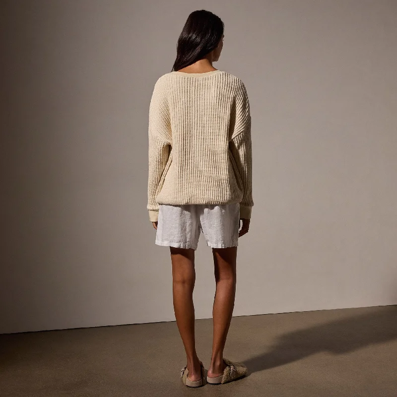 Waffle Knit Sweatshirt - Natural