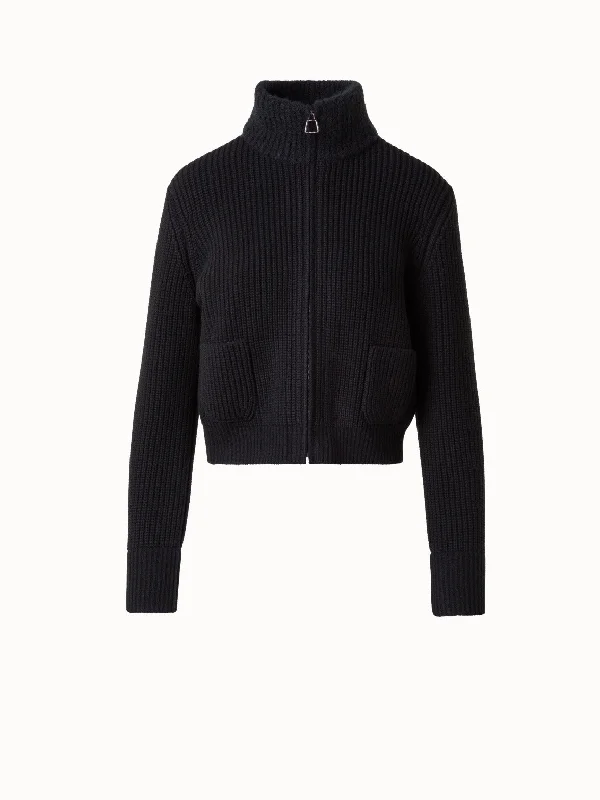 Wool Cashmere Bouclé Blouson Cardigan