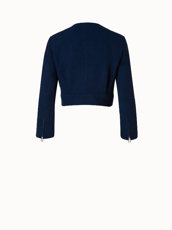 Wool Crêpe Double-Face Short Jacket