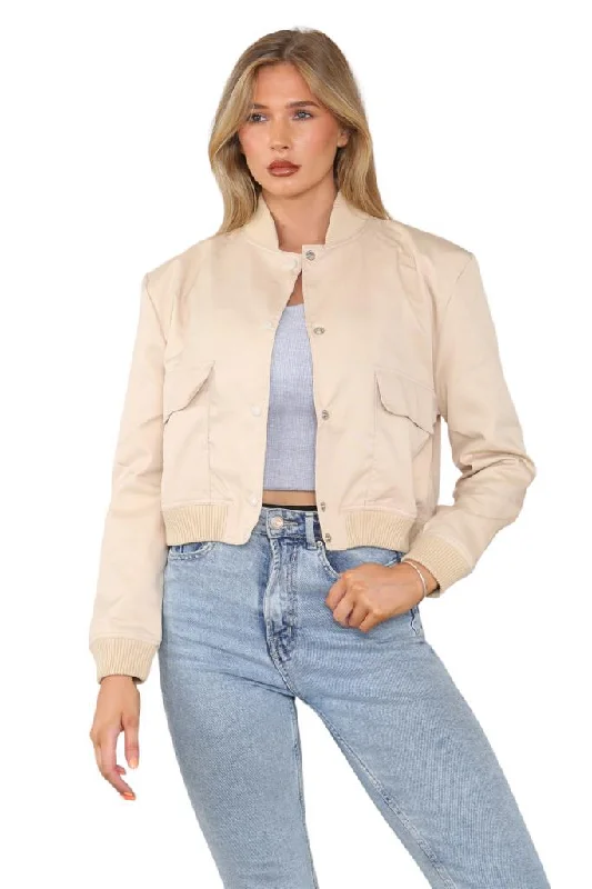 ZARA'S BOMBER POCKET JACKET-SAND